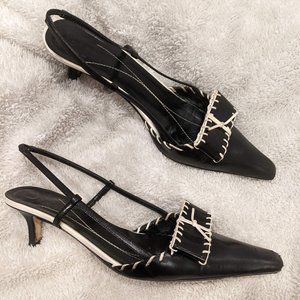 Kate Spade Black Kitten Slingback Heels Sandals 6.5